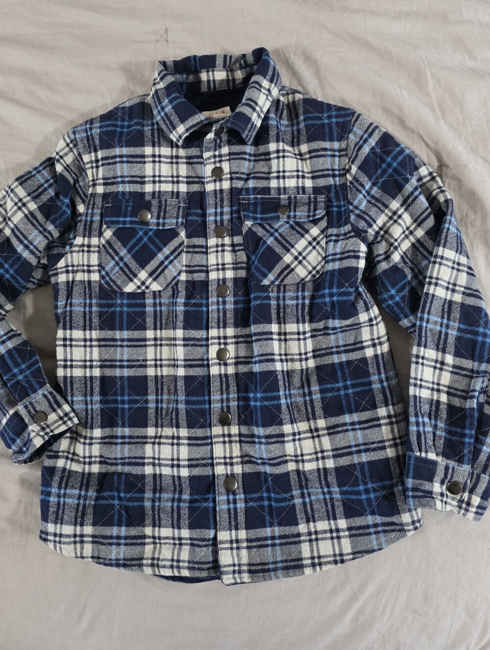 Cat & Jack Boys Blue and White Plaid Shacket size M